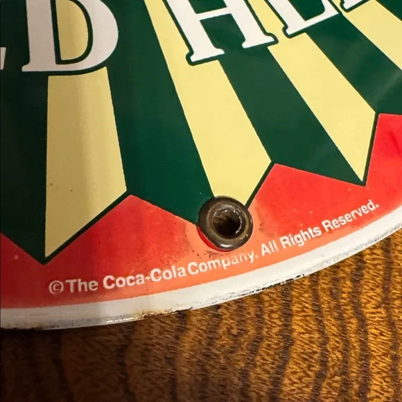 Vintage Ice Cold Coca-Cola Sold Here Porcelain Enamel Advertising Retro Sign - Picture 2 of 7